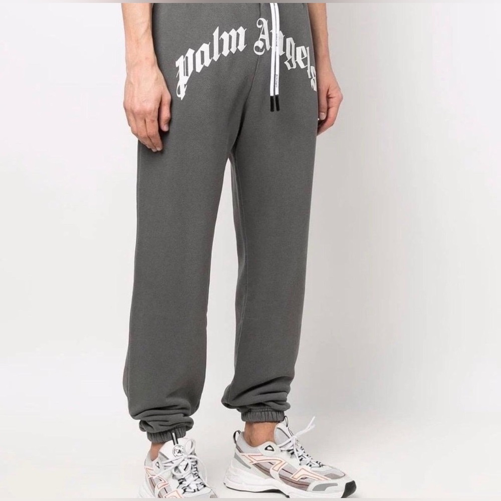 Palm Angels Gray Logo Sweatpants Joggers Men’s Size L 100% Cotton